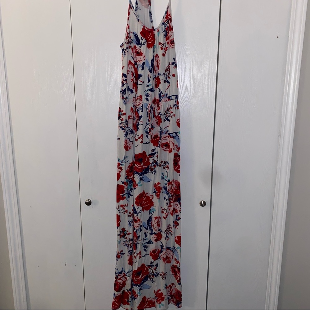 Loveappella Red and Blue Floral Dress